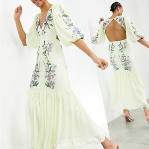 ISO!!! ASOS Design Cream Backless Dress with Floral Design
